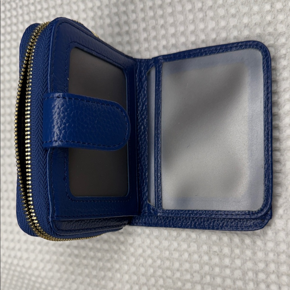 Elegant Navy Blue Leather Wallet - 1.5x3.5x4.5 - Picture 3 of 4